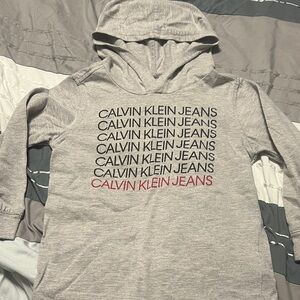 3T Boys Calvin Klein Jeans Light Grey pullover with Black and Red Logo Print